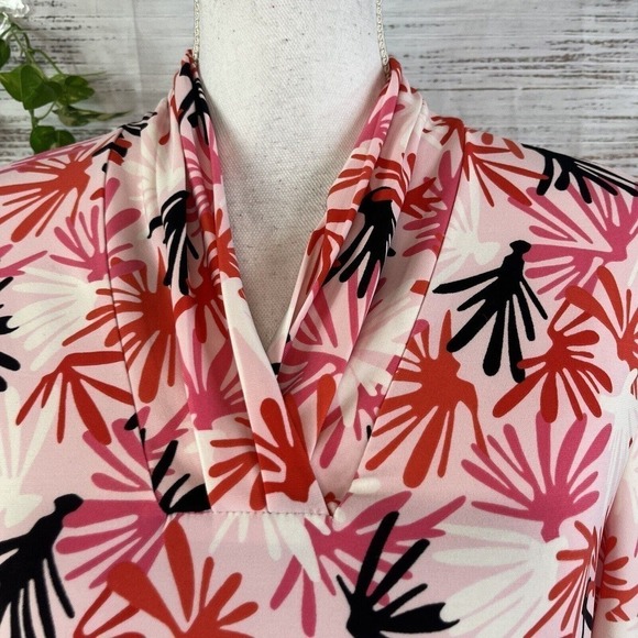 Anne Klein Blouse Tunic size Small Pink Coral Stretch Modest Career Casual Slim - Picture 6 of 14